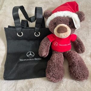 Mercedes Christmas Brown Teddy Bear with Black Tote